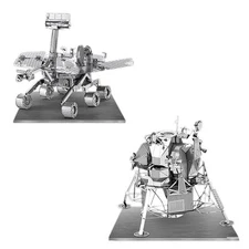 SET of 2 Metal Earth Apollo Lunar Module AND Mars Rover 3D Laser Cut Model Kits
