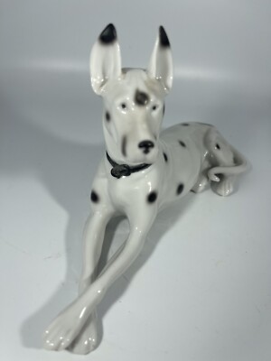 VTG Large Harlequin GREAT DANE figurine porcelain Stunning.Germany Grammycore