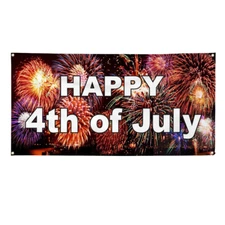 Vinyl Banner Multiple Sizes Happy Forth of July 4Th Independence Day Fireworks