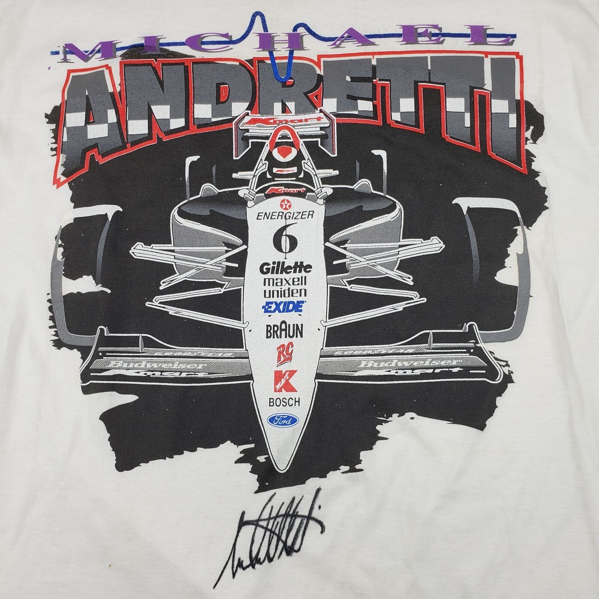 Vintage 90s Michael Andretti Formula 1 Shirt Single Stitch 