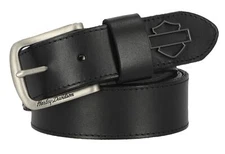 Harley-Davidson Women's Die-Cut Bar & Shield Logo Genuine Leather Belt, Black