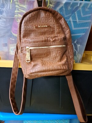 Steve Maden Mini Backpack Khaki Gold Toned Beautiful Bag