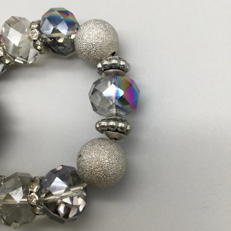 Reloj Figaro Couture Mujer 32mm Tono Plata Cuentas Grandes Banda Elástica Batería Nueva Foto 4 de 4