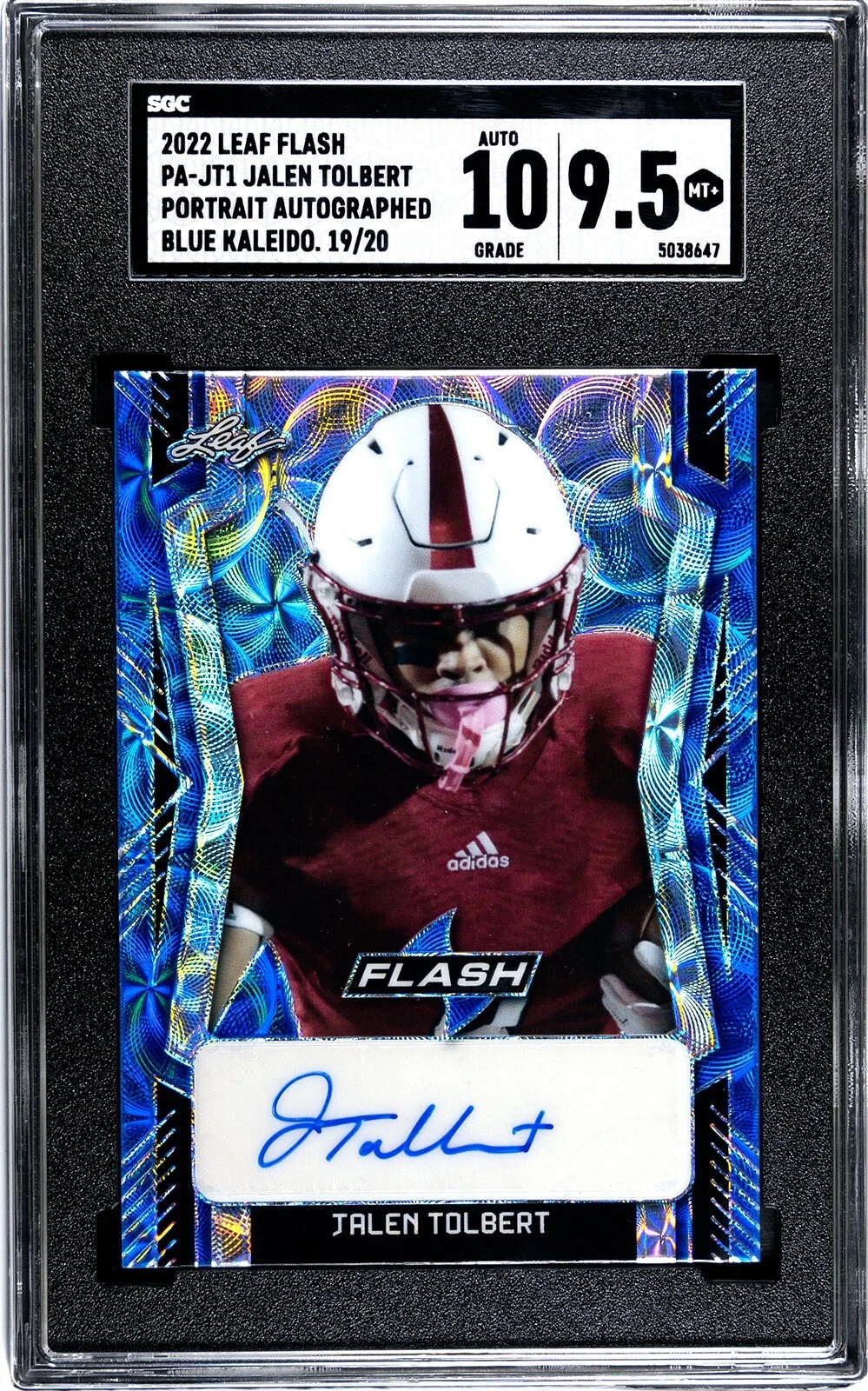 Jalen Tolbert Leaf Flash Portrait Autographs #PAJT1 Blue Kaleidoscope