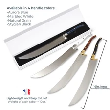16" Engraved Stainless Steel Champagne Saber Sword, French Laguiole with Box