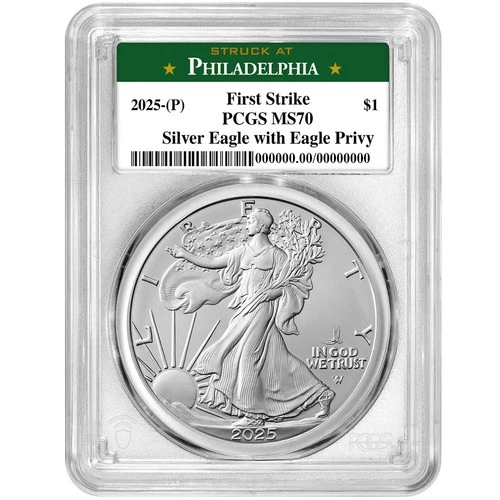 2025 (P) $1 1-oz American Silver Eagle First Eagle Privy PCGS MS70 FS