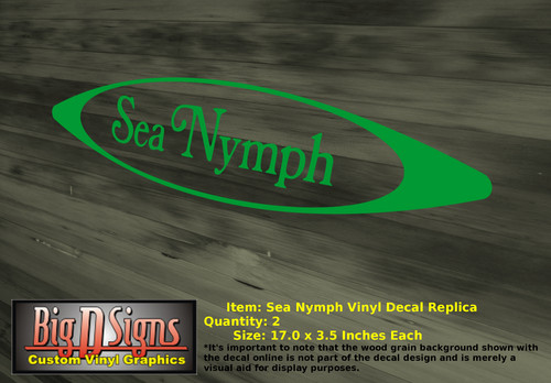 Sea Nymph Boats 1970's Vinyl Decal Set 17.0" x 3.5 Each (Qty 2) 78 Truck Replica