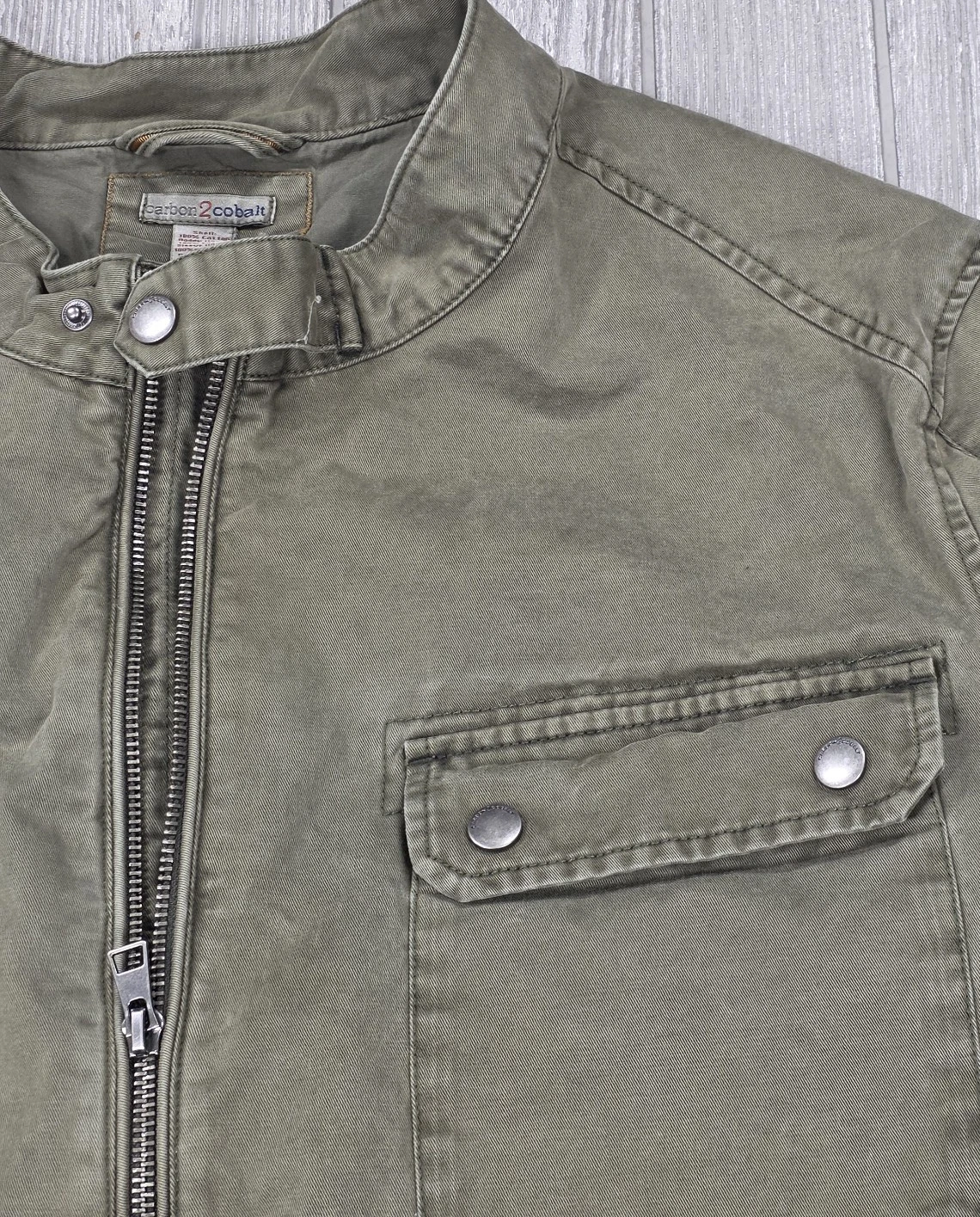 Carbon 2 Cobalt Mens XL Olive Green Canvas Cotton Field Jacket Military Utility - product detail image 6