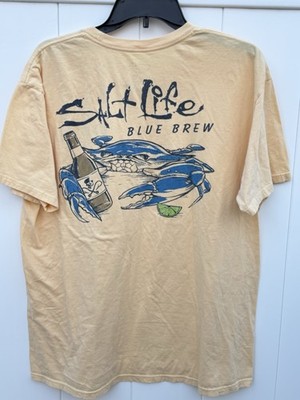 Salt Life Blue Brew Men s Large Short Sleeve Graphic T-Shirt Yellow