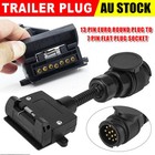 13Pin Euro Female Plug 7Pin Flat Plug Socket Trailer Adaptor Connector 12V Balck