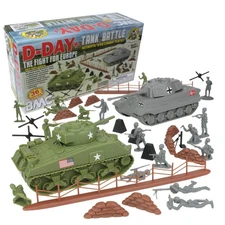 BMC WW2 D-Day Tank Battle - 36pc Plastic Army Men Playset