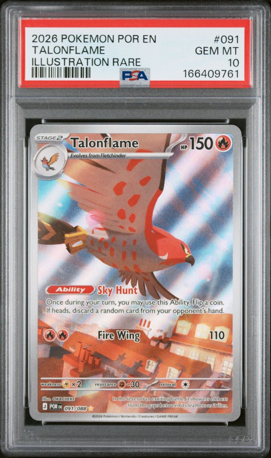 Pokémon Talonflame Illustration Rare 091/088 PSA 10 Gem Mint Fast Shipping #091