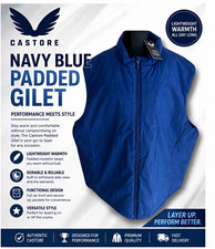 Castore Men?s Padded Gilet Blue Lightweight Full Zip Stand-Up Collar Size XL