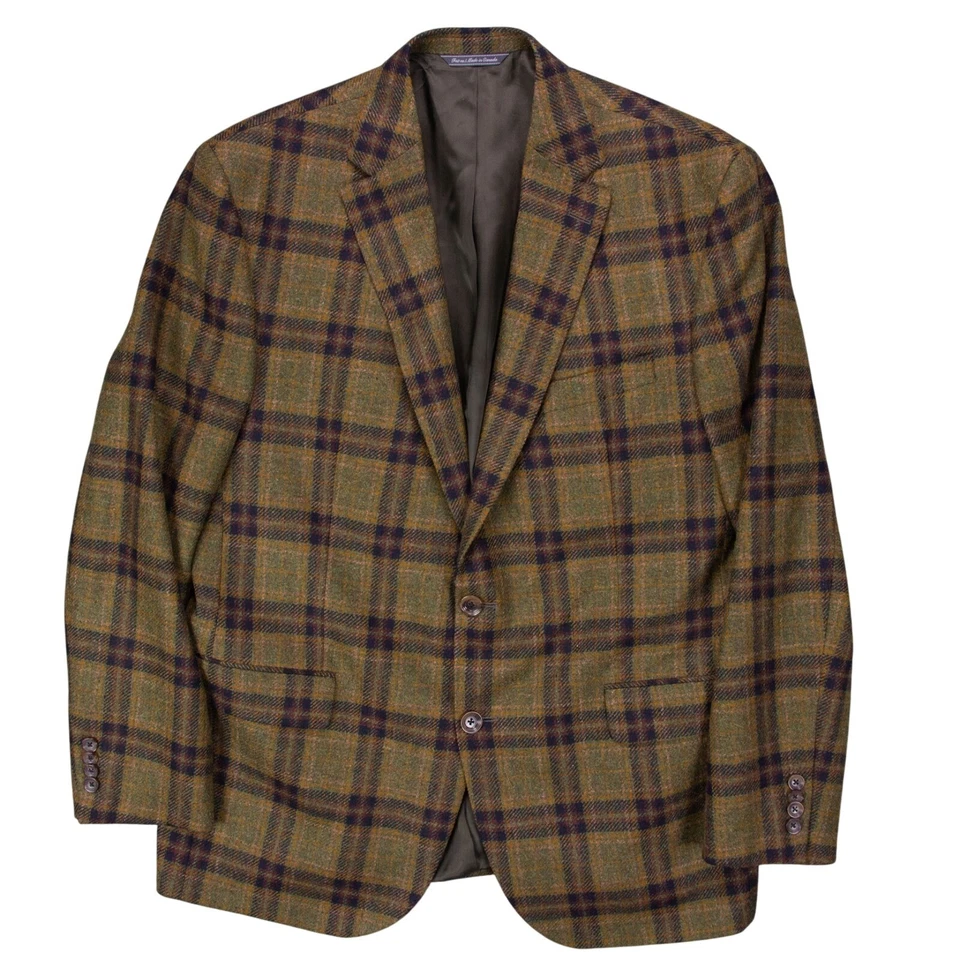 Blazer Abrigo Deportivo Patrick James Lana Cachemira Para Hombres 44R Verde Cuadros Foto 2 de 4