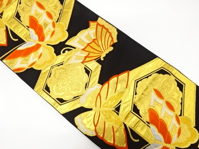 7425039: JAPANESE KIMONO / ANTIQUE FUKURO OBI / SILK / WOVEN