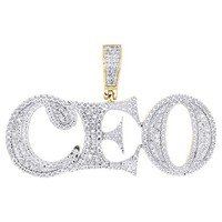 JFL Diamonds Herren CEO AnhäNger 10K Gelbgold Zirkonia Diamant Charm 1/5 CT