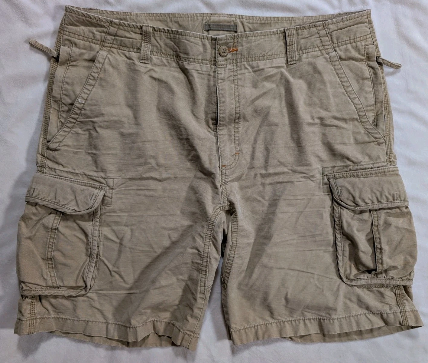 LL Bean Shorts Gorpcore Cargo Pockets Chino Ripstop Outdoor Casual Beige Mens 40