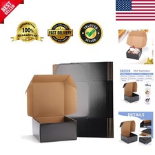 6 Pack 8x8x4 Shipping Boxes, Black Corrugated Cardboard Boxes for Packaging S...