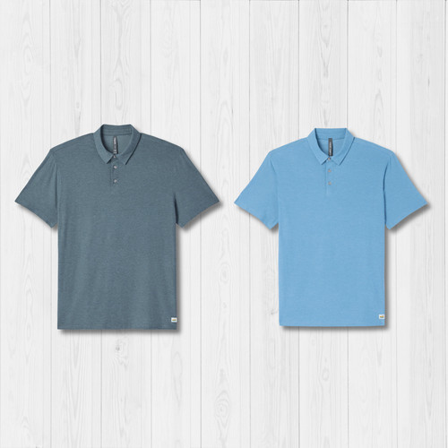 NWT Vuori Men's Strato Tech Polo - Blue Sea Heather & Salty Air Heather