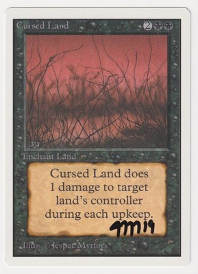 Signed Cursed Land MP Unlimited Edition Artist Jesper Myrfors 1993 MTG Magic!
