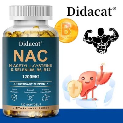 DIDACAT N-acétyl-L-cystéine (NAC) 1200 mg - Santé du système immunitaire - 120 capsules