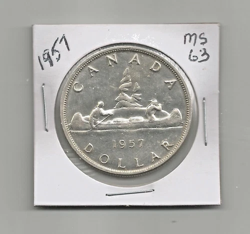 **1957** Canadian Silver Dollar - MS63 or better
