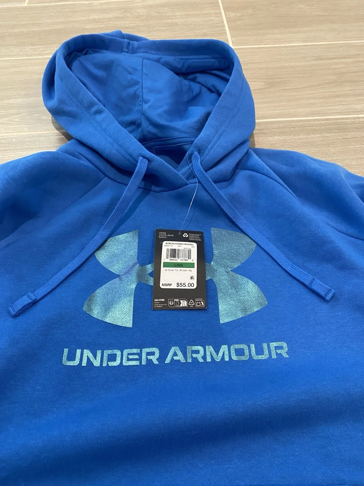 Hoodie Pullover Sweatshirt -Mens L Blue Long Sleeve, Under Armor