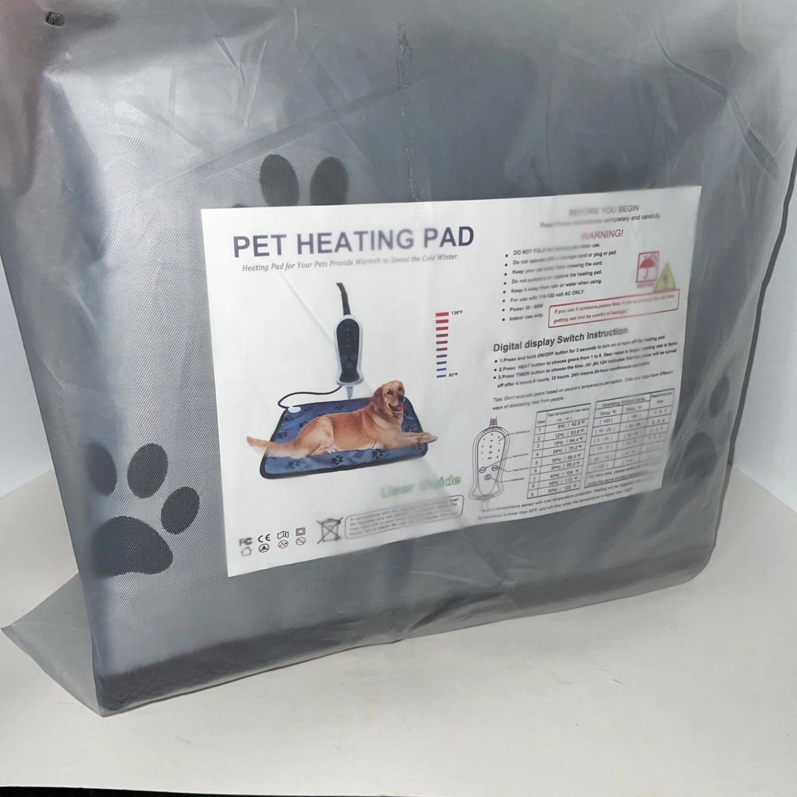 Pet Heating Pad Large Heated Dog Bed Outdoor Indoor House Electric Mat Open Box