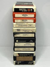 Lot of 10 Classic 8-Track Tapes + Head Cleaner + 90 Min Recording Tape 8TR-90D