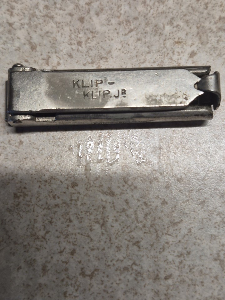A 1905 German Silver 'KLIP-KLIP' nail clipper — one of the earliest known nail clipper designs, a genuine Edwardian-era pocket curiosity.