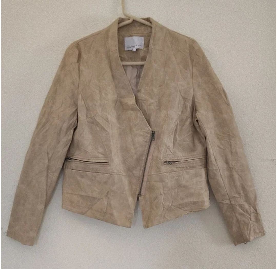 Symphony + note Women’s Beige Zip Lined Basic Jac… - image 1