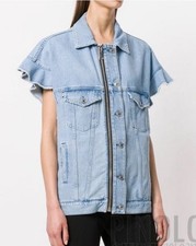 MSGM Womens Denim Button-Down Jacket Light Wa...