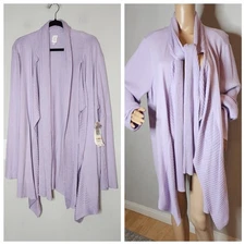 NWT JNY 3X Angora Rabbit Hair Blend Purple Drape Open Front Cardigan
