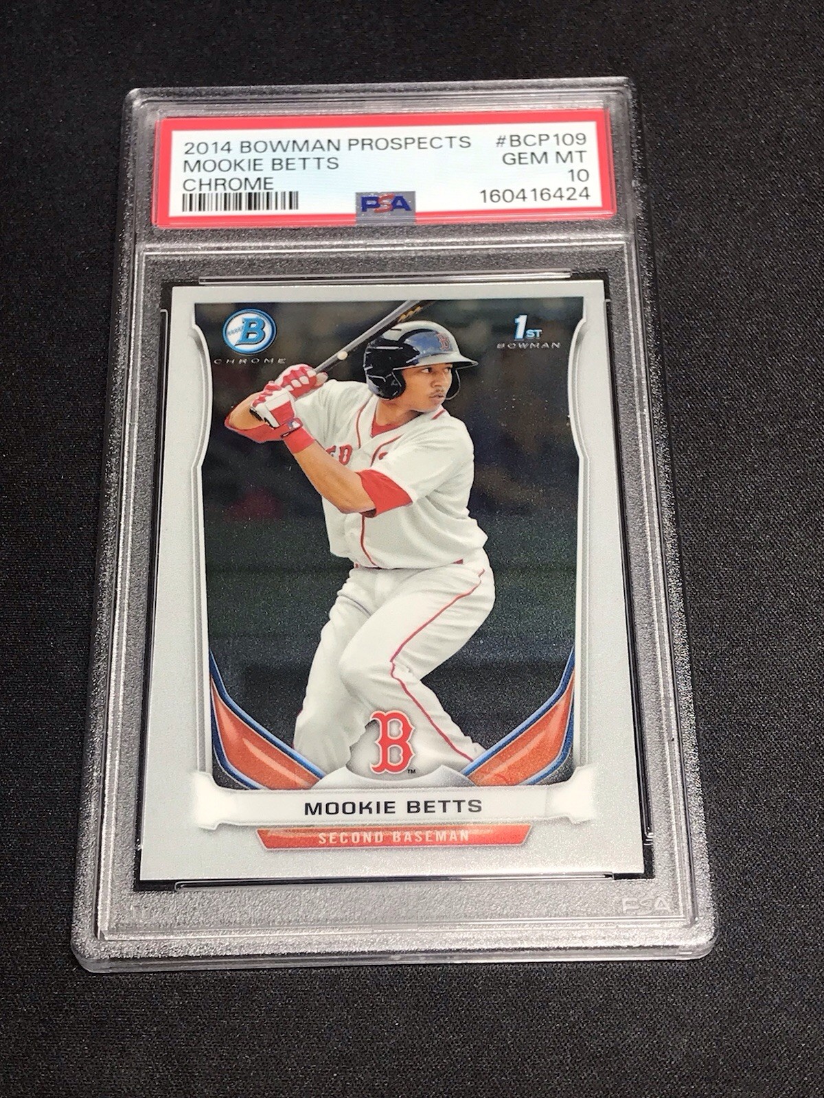 2014 Bowman Chrome Prospects Mookie Betts PSA 10 view 1