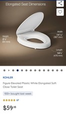 KOHLER Figure Elevated Elongated Soft Close Toilet Seat 27783-0