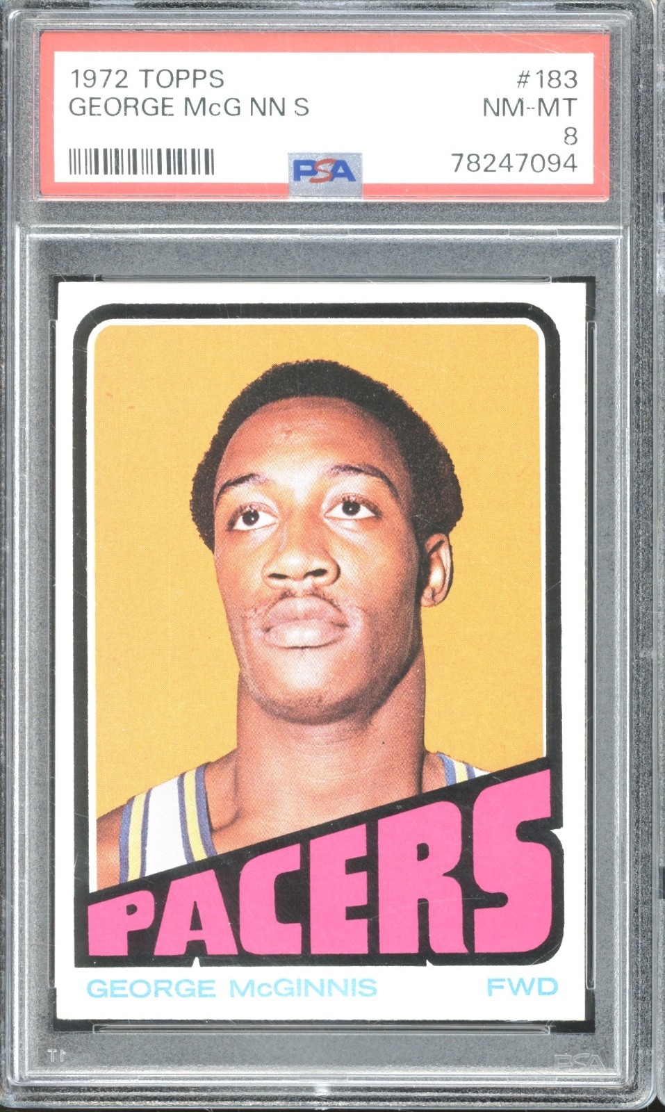 1972 Topps Basketball #183 George McGinnis RC Rookie NM-MT PSA 8