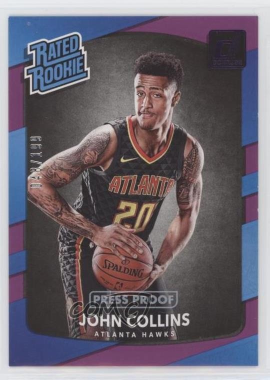 2017 Panini Donruss Rated Rookies Press Proof Purple /199 John Collins #182 p8y