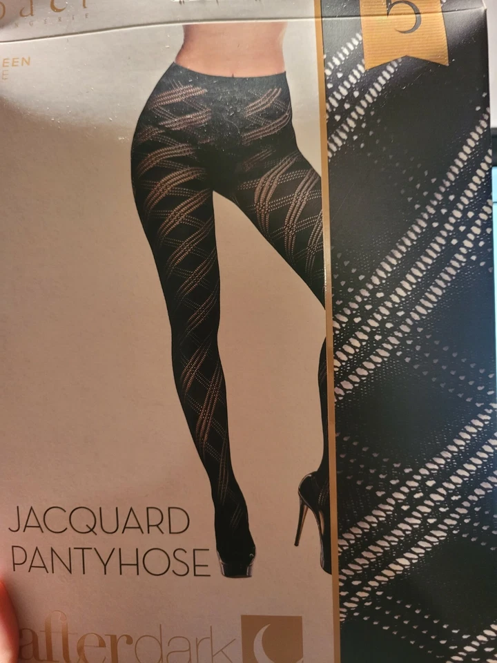 Nuevas pantimedias para mujer talla grande baci jacquard tejido negro a rayas Foto 3 de 3