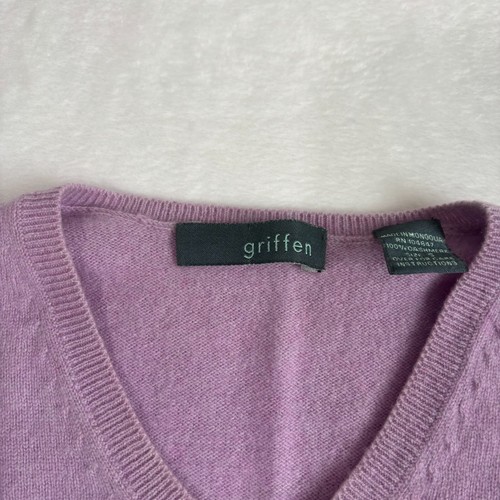Griffen Lavender Long Sleeve V-Neck Cashmere Knit Pullover Sweater Womens Small - Picture 4 of 9