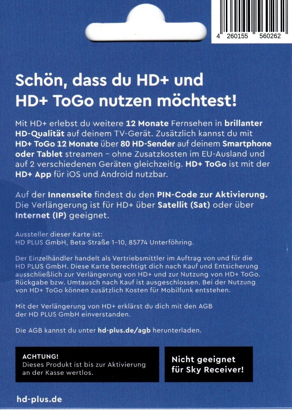 Thumbnail - Hd+ Verlängerung Inkl. Hd+ Togo 12 Monate Für Alle Karten ⚡ 30% Sparen