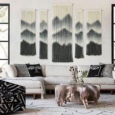 Large Macrame Wall Hanging 5Pcs Handmade Dip-Dyed Mountain Wall Decor Combina...
