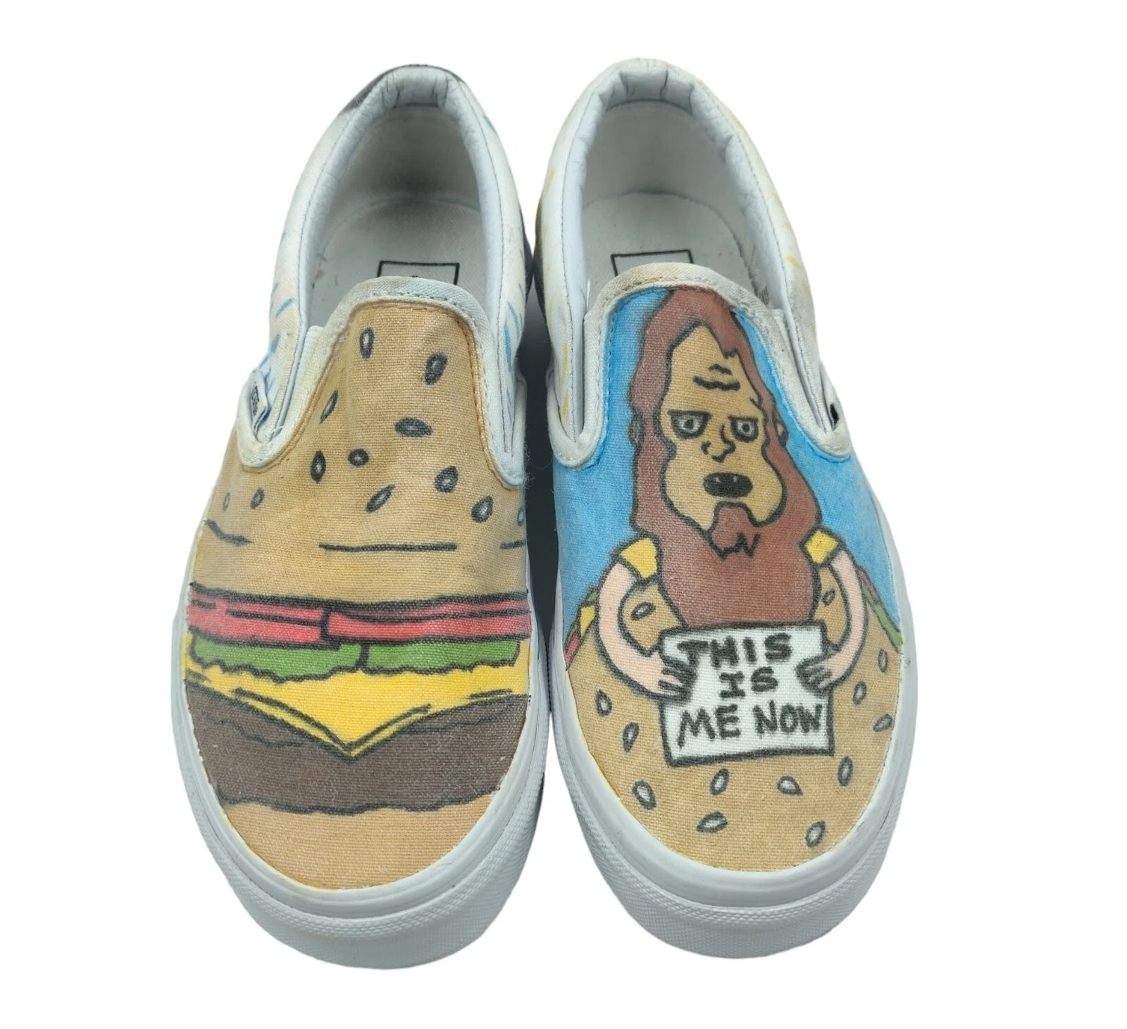 Scarpe slip on Vans Bobs Burgers Junior unisex dipinte Beefsquatch W 5 5 M 4