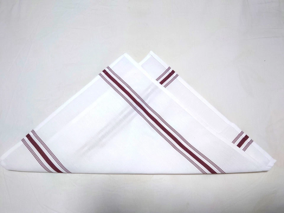 4 салфетки в полоску для бистро 18 x 22 дюйма 100% полиэстер белые/бордовые полоски - Изображение 3 из 4