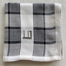 Handkerchief Vintage Fabric Woven Plaid White Black Classic Pocket Square 18"