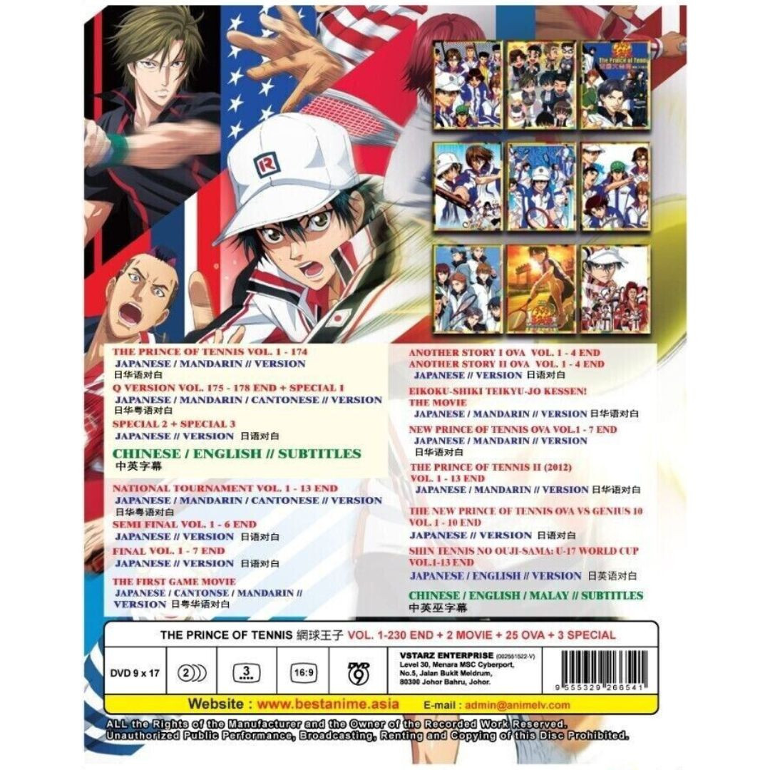 Prince Of Tennis Complete Boxset (Vol.1-230 END & 2 Movies) Anime