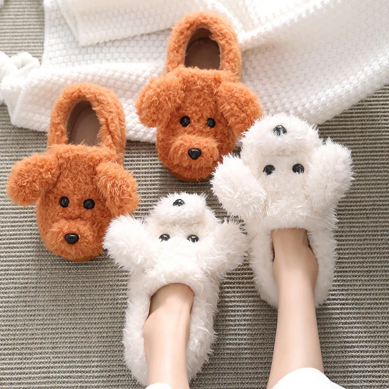 Dog Slippers Puppy Plush Poodle Toy Novelty Shoes Soft Pets Fur | eBay