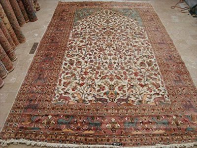 Area Rug Exclusive Tree of Life Peace Birds Hand Knotted Silk Wool Carpet(12x7)'