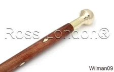 Antique Victorian  Brass Vintage Designer Handle Mini Walking Wooden Stick Cane 