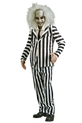Mens Mr Beetlejuice Costume Adult 80s Ghost Party Outfit Halloween