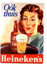 Cerveza Heineken's diseño vintage europeo - imán grande de metal para nevera - Ook Thuis